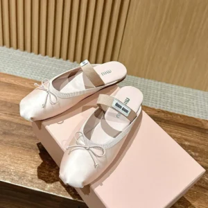 Miu Miu Women Satin Ballerina Mules-Pink 5F451E