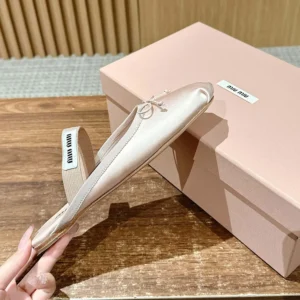 Miu Miu Women Satin Ballerina Mules-Pink 5F451E