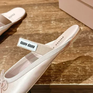 Miu Miu Women Satin Ballerina Mules-Pink 5F451E