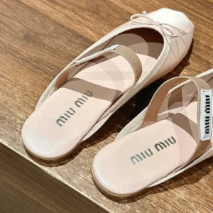 Miu Miu Women Satin Ballerina Mules-Pink 5F451E