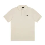 Prada Men Fleece Polo Natural Shirt in a Fleece Design-Beige