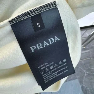 Prada Men Fleece Polo Natural Shirt in a Fleece Design-Beige