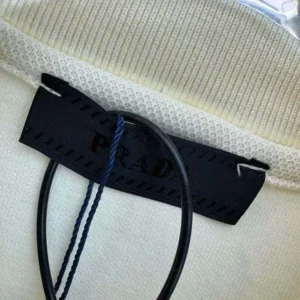 Prada Men Fleece Polo Natural Shirt in a Fleece Design-Beige