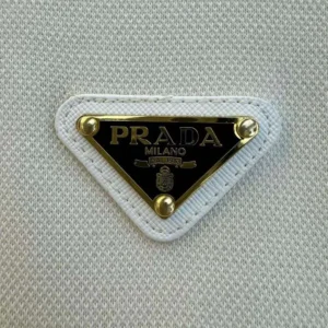 Prada Men Fleece Polo Natural Shirt in a Fleece Design-Beige