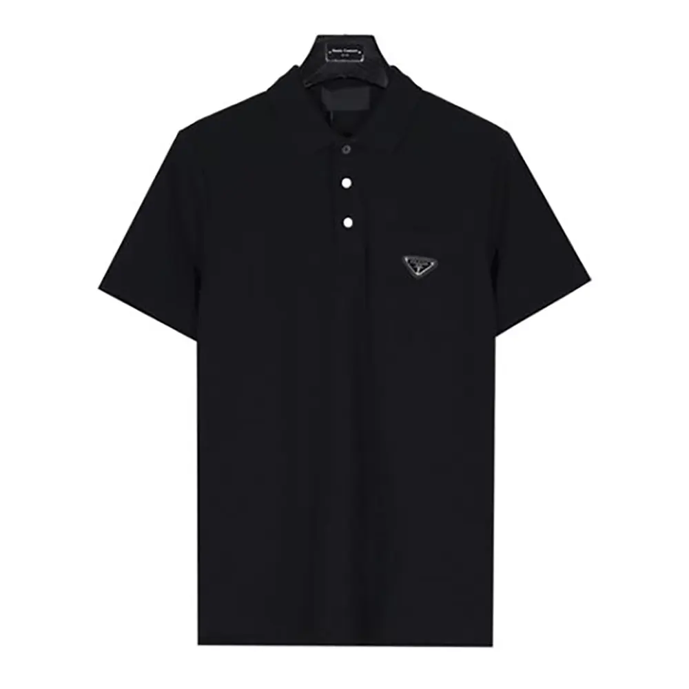 Prada Men Fleece Polo Natural Shirt in a Fleece Design-Black 1 Prada Men Fleece Polo Natural Shirt in a Fleece Design-Black