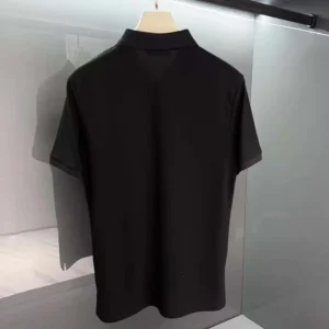 Prada Men Fleece Polo Natural Shirt in a Fleece Design-Black