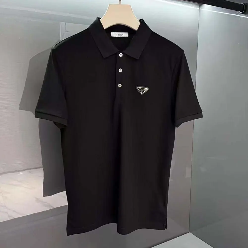 Prada Men Fleece Polo Natural Shirt in a Fleece Design-Black 2 Prada Men Fleece Polo Natural Shirt in a Fleece Design-Black
