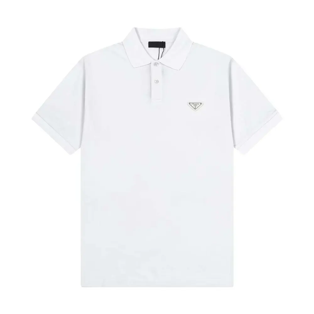 Prada Men Fleece Polo Natural Shirt in a Fleece Design-White 1 Prada Men Fleece Polo Natural Shirt in a Fleece Design-White