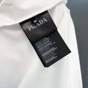 Prada Men Fleece Polo Natural Shirt in a Fleece Design-White