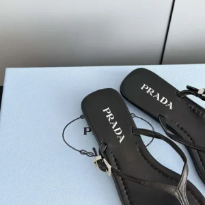 Prada Women Leather Thong Sandals-Black 1Y503N