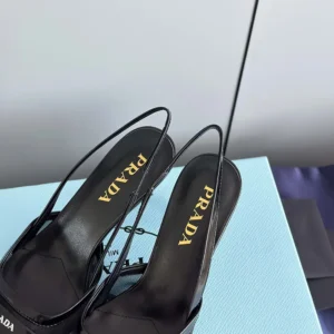 Prada Women Mesh Fabric Slingback Pumps-Black 1I891N