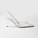 Prada Women Mesh Fabric Slingback Pumps-White 1I891N