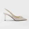 Prada Women Saffiano Patent Leather Slingback Pumps-White 1I901M 10 Prada Women Saffiano Patent Leather Slingback Pumps-White 1I901M