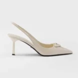Prada Women Saffiano Patent Leather Slingback Pumps-White 1I901M