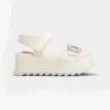 Roger Vivier Women Slidy Viv' Wedge Sandals in Leather-White