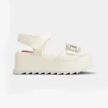 Roger Vivier Women Slidy Viv' Wedge Sandals in Leather-White