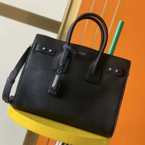 Saint Laurent YSL Women Sac De Jour Thin Large in Grained Leather-Black