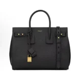 Saint Laurent YSL Women Sac De Jour in Supple Grained Leather-Black/Gold