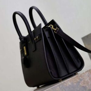 Saint Laurent YSL Women Sac De Jour in Supple Grained Leather-Black/Gold