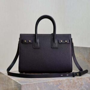 Saint Laurent YSL Women Sac De Jour in Supple Grained Leather-Black/Gold