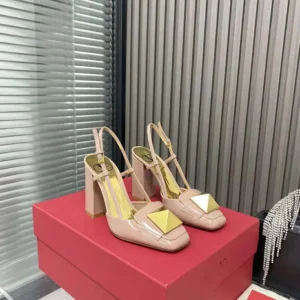 Valentino Women One Stud Patent Leather Slingback Pump 100mm-Sandy