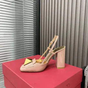 Valentino Women One Stud Patent Leather Slingback Pump 100mm-Sandy