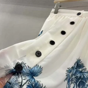Dior Women Dioriviera Mid-Length Flared Skirt White and Blue Toile de Jouy