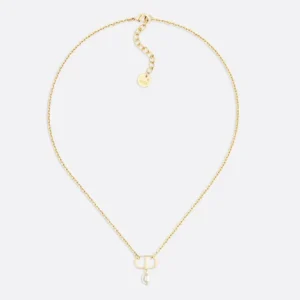 Dior Women Petit CD Necklace Gold-Finish Metal and White Resin Pearl