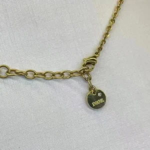 Dior Women Petit CD Necklace Gold-Finish Metal and White Resin Pearl