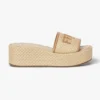 Fendi Women Fendi Sunshine Beige Raffia Flatform Slides 8R8515AU