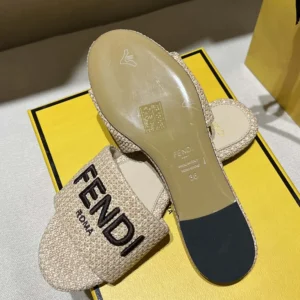 Fendi Women Signature Beige Cotton Fiber Slides 8R8092AORGF1P8S