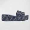 Fendi Women Sunshine FF Chenille Jacquard Platform Sandals 11 Fendi Women Sunshine FF Chenille Jacquard Platform Sandals