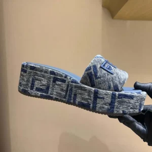 Fendi Women Sunshine FF Chenille Jacquard Platform Sandals
