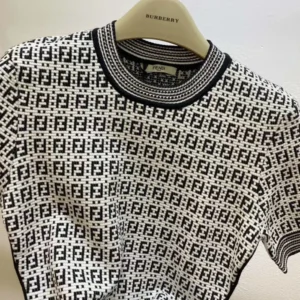 Fendi Women Sweater Black FF Cotton Jumper FZXC72A