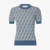 Fendi Women Sweater Blue FF Cotton Jumper FZXC72AU