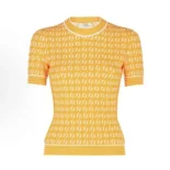 Fendi Women Sweater Yellow FF Cotton Jumper FZXC72A