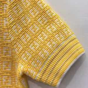 Fendi Women Sweater Yellow FF Cotton Jumper FZXC72A