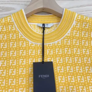 Fendi Women Sweater Yellow FF Cotton Jumper FZXC72A