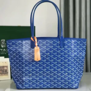 Goyard Women Sac Artois MM in Goyardine Canvas & Chevroches Calfskin-Blue
