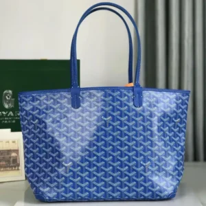 Goyard Women Sac Artois MM in Goyardine Canvas & Chevroches Calfskin-Blue