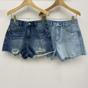 Loewe Women Anagram Shorts in Denim