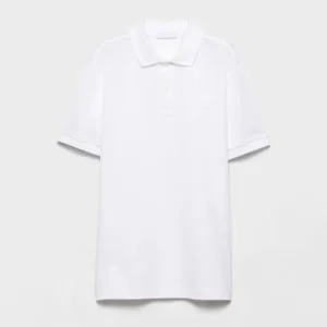 Prada Men Piqué Polo Shirt with Iconic Triangle Logo UJN444
