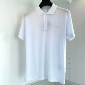 Prada Men Piqué Polo Shirt with Iconic Triangle Logo UJN444