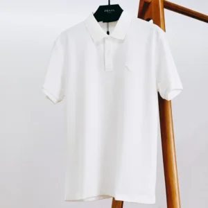 Prada Men Piqué Polo Shirt with Iconic Triangle Logo UJN444