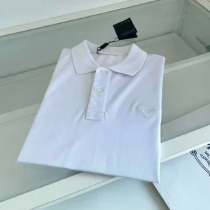 Prada Men Piqué Polo Shirt with Iconic Triangle Logo UJN444