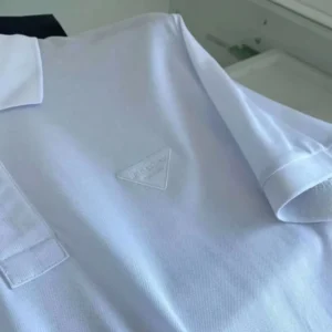 Prada Men Piqué Polo Shirt with Iconic Triangle Logo UJN444