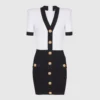 Balmain Women Two-Tone Cable-Knit Bodycon Dress FF1R6033KI50