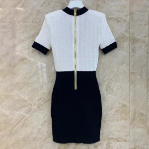 Balmain Women Two-Tone Cable-Knit Bodycon Dress FF1R6033KI50