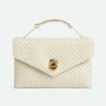 Bottega Veneta Women Knot Lock in Intrecciato Piccolo Leather-White