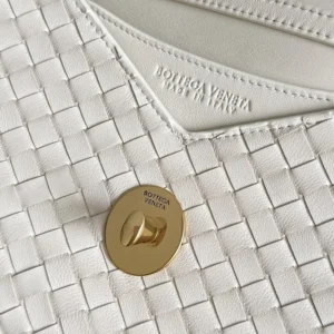 Bottega Veneta Women Knot Lock in Intrecciato Piccolo Leather-White
